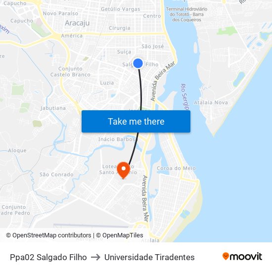 Ppa02 Salgado Filho to Universidade Tiradentes map