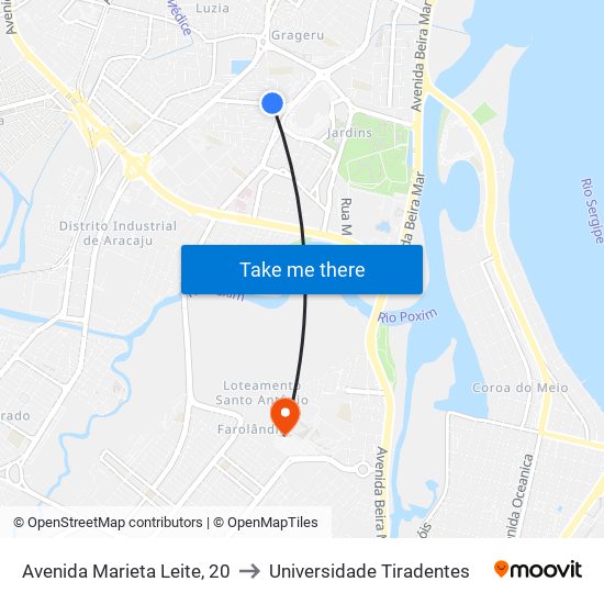 Avenida Marieta Leite, 20 to Universidade Tiradentes map