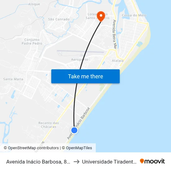 Avenida Inácio Barbosa, 855 to Universidade Tiradentes map