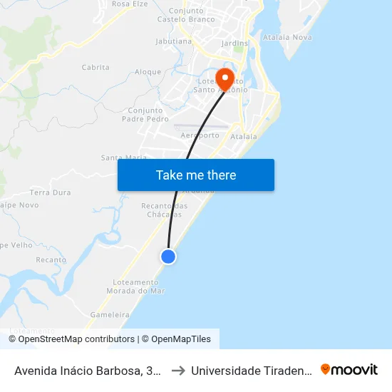 Avenida Inácio Barbosa, 3405 to Universidade Tiradentes map