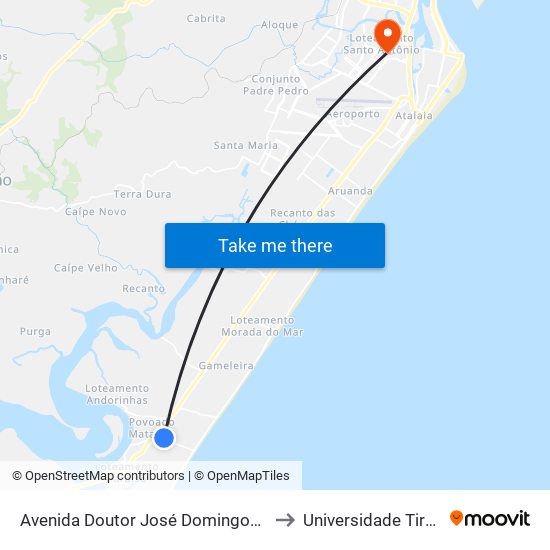Avenida Doutor José Domingos Maia, 1200 to Universidade Tiradentes map