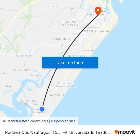 Rodovia Dos Náufragos, 15100 to Universidade Tiradentes map