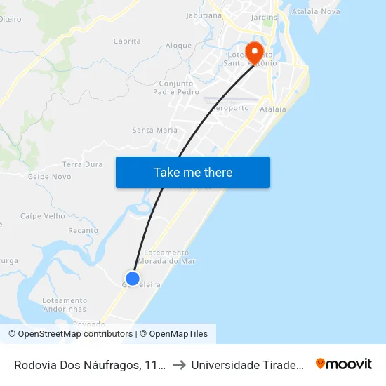 Rodovia Dos Náufragos, 11781 to Universidade Tiradentes map