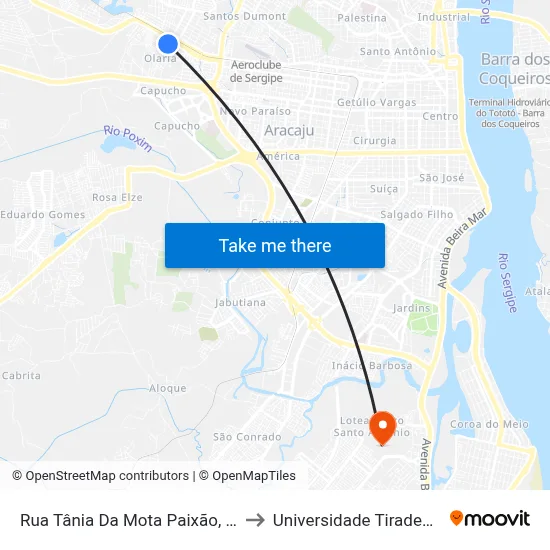 Rua Tânia Da Mota Paixão, 453 to Universidade Tiradentes map