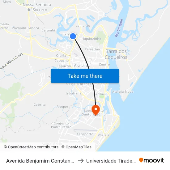 Avenida Benjamim Constant, 542 to Universidade Tiradentes map