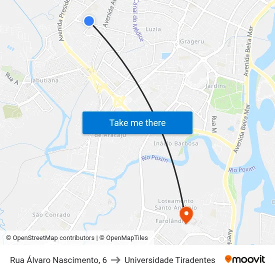 Rua Álvaro Nascimento, 6 to Universidade Tiradentes map