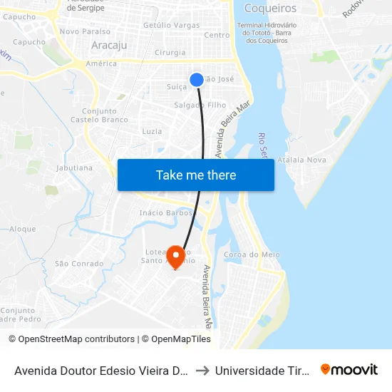 Avenida Doutor Edesio Vieira De Melo, 183 to Universidade Tiradentes map