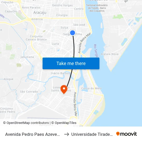 Avenida Pedro Paes Azevedo 78 to Universidade Tiradentes map