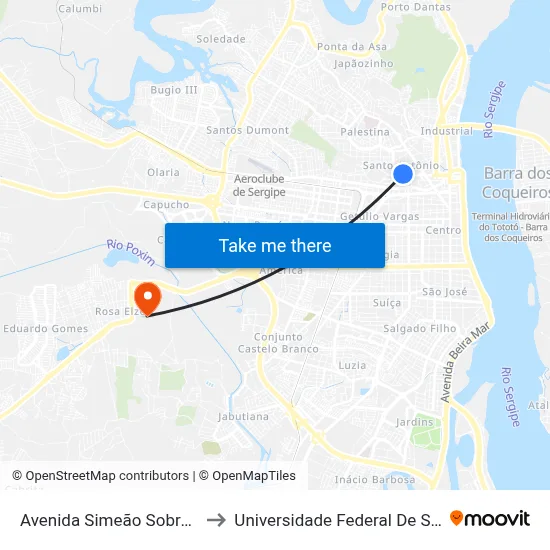 Avenida Simeão Sobral, 984 to Universidade Federal De Sergipe map