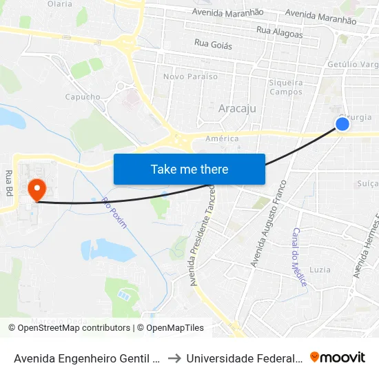 Av. Eng. Gentil Tavares, 1190 to Universidade Federal De Sergipe map