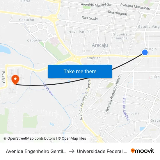 Avenida Engenheiro Gentil Tavares, 25 to Universidade Federal De Sergipe map