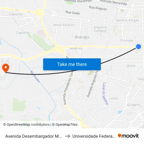Avenida Desembargador Maynard, 186-220 to Universidade Federal De Sergipe map