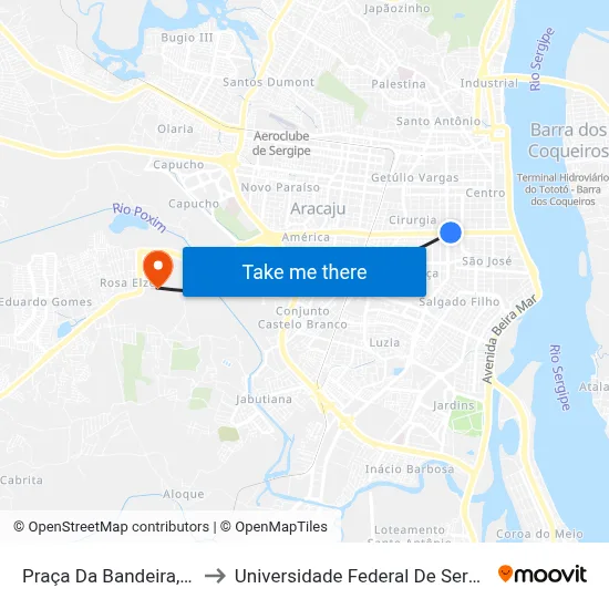 Praça Da Bandeira, 25 to Universidade Federal De Sergipe map