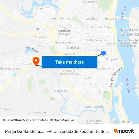 Praça Da Bandeira, 20 to Universidade Federal De Sergipe map