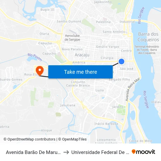 Avenida Barão De Maruim, 831 to Universidade Federal De Sergipe map