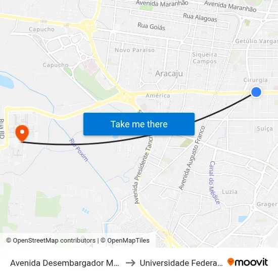 Avenida Desembargador Maynard, 552-590 to Universidade Federal De Sergipe map