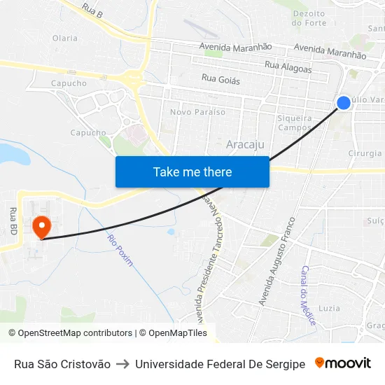 Rua São Cristovão to Universidade Federal De Sergipe map