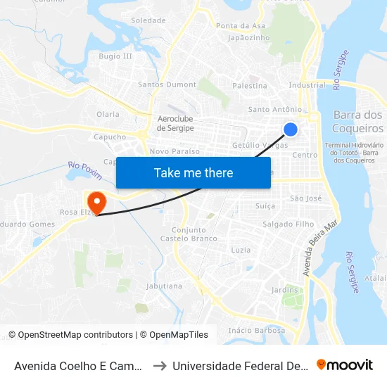 Avenida Coelho E Campos, 599 to Universidade Federal De Sergipe map