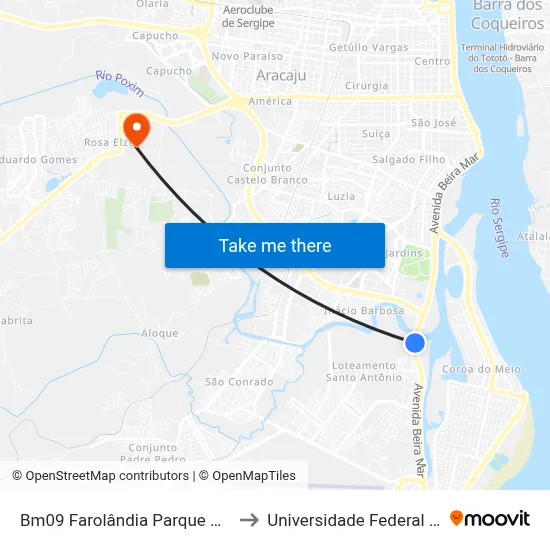 Bm09 Farolândia  Parque Dos Cajueiros to Universidade Federal De Sergipe map