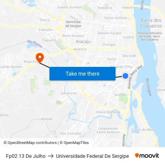 Fp02 13 De Julho to Universidade Federal De Sergipe map