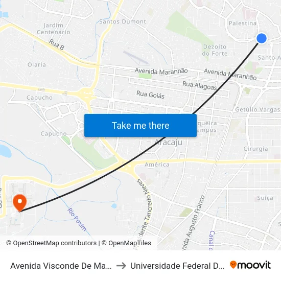 Avenida Visconde De Maracaju, 27 to Universidade Federal De Sergipe map