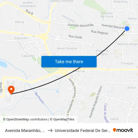 Avenida Maranhão, 206 to Universidade Federal De Sergipe map