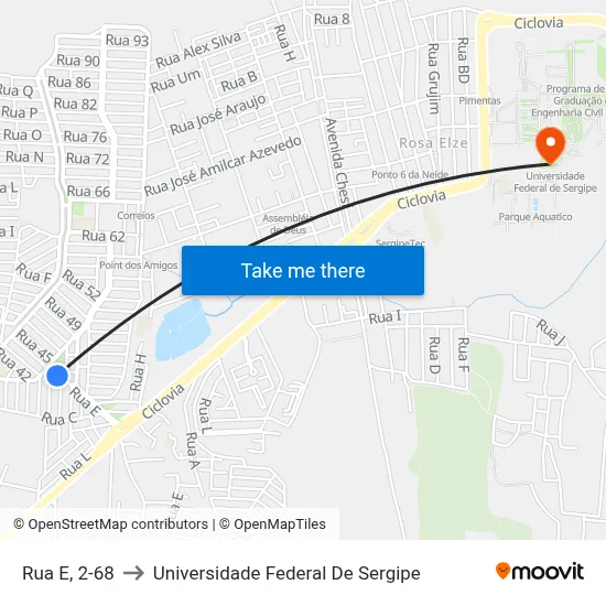 Rua E, 2-68 to Universidade Federal De Sergipe map
