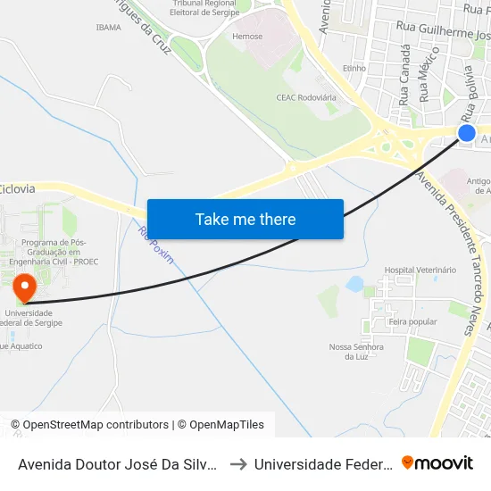 Avenida Doutor José Da Silva Ribeiro Filho, 349 to Universidade Federal De Sergipe map