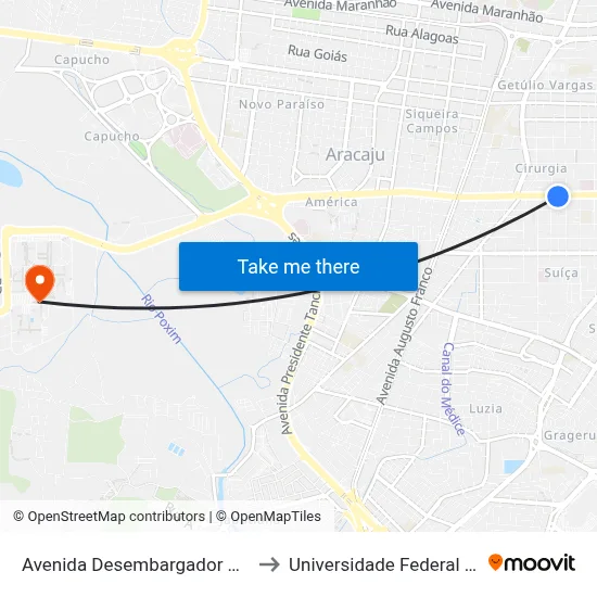 Avenida Desembargador Maynard, 455 to Universidade Federal De Sergipe map