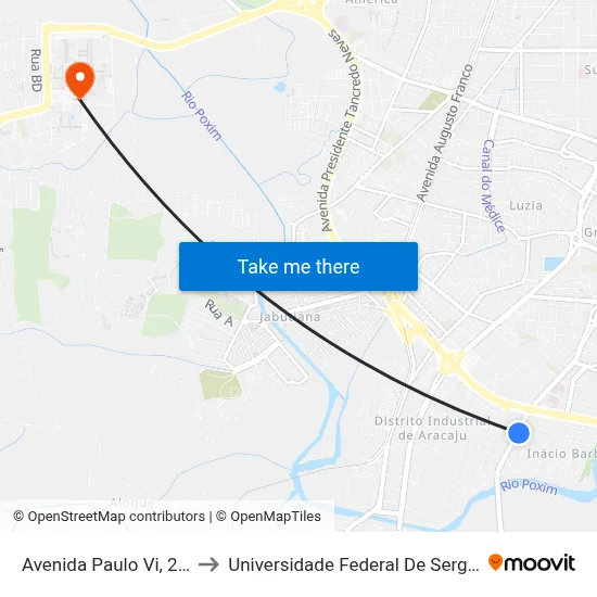 Avenida Paulo Vi, 203 to Universidade Federal De Sergipe map