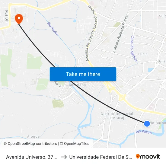 Avenida Universo, 370-390 to Universidade Federal De Sergipe map