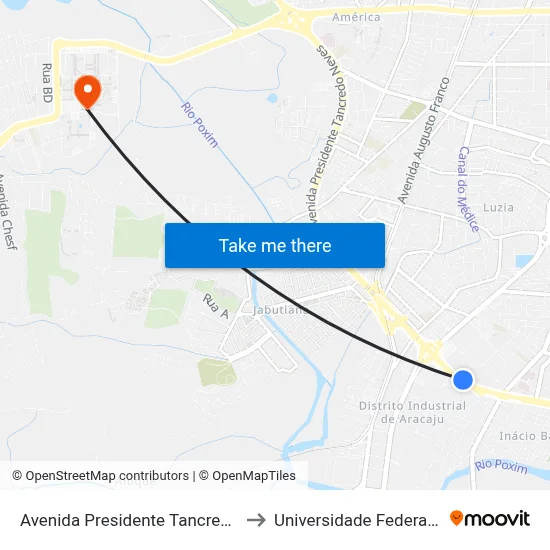 Avenida Presidente Tancredo Neves, 2061 to Universidade Federal De Sergipe map