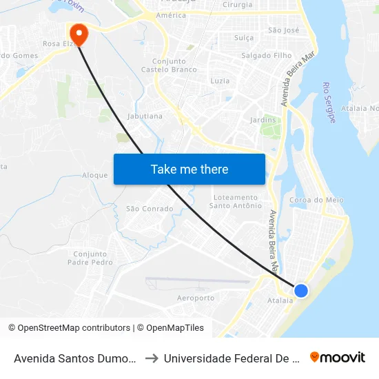 Avenida Santos Dumont, 370 to Universidade Federal De Sergipe map