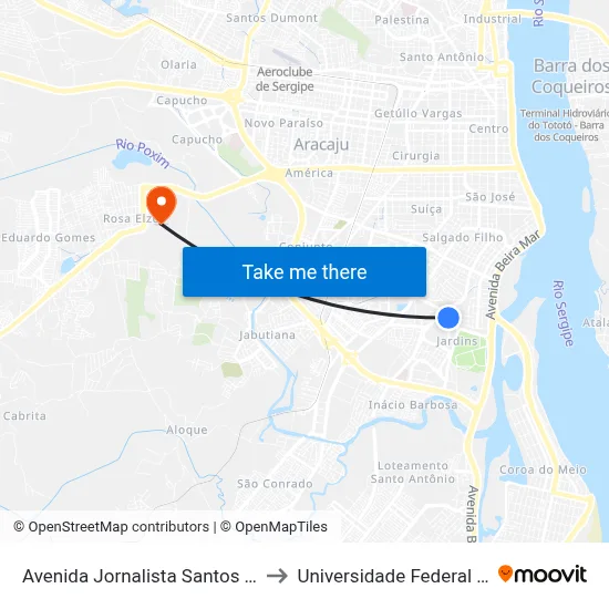 Avenida Jornalista Santos Santana, 952 to Universidade Federal De Sergipe map