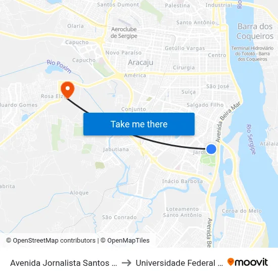 Avenida Jornalista Santos Santana, 260 to Universidade Federal De Sergipe map