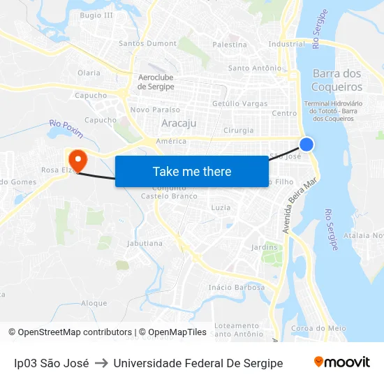 Ip03 São José to Universidade Federal De Sergipe map