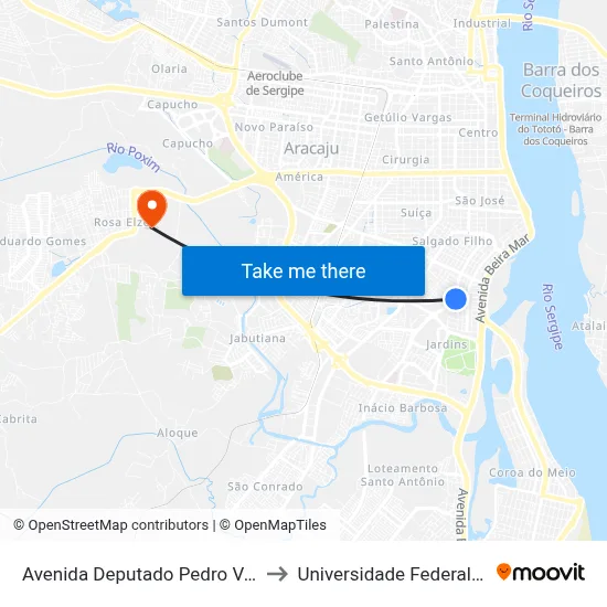 Avenida Deputado Pedro Valadares, 680 to Universidade Federal De Sergipe map