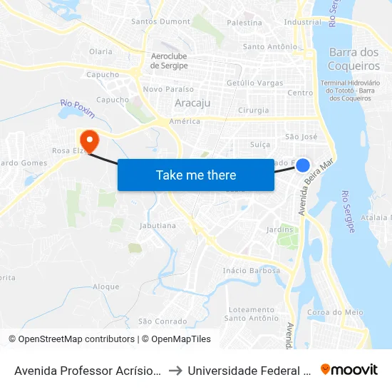 Avenida Professor Acrísio Cruz, 23-45 to Universidade Federal De Sergipe map