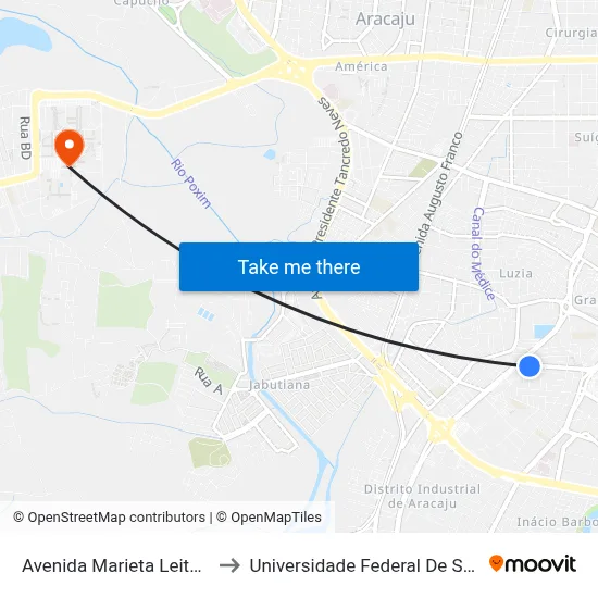 Avenida Marieta Leite, 305 to Universidade Federal De Sergipe map