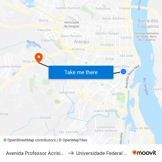 Avenida Professor Acrísio Cruz, 245 to Universidade Federal De Sergipe map