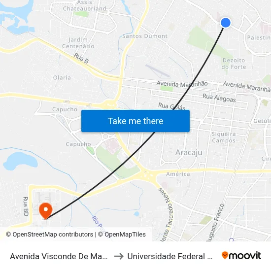 Avenida Visconde De Maracaju, 448 to Universidade Federal De Sergipe map