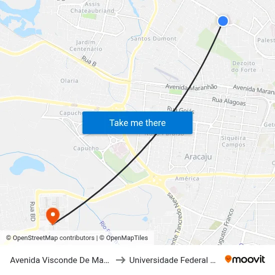 Avenida Visconde De Maracaju, 604 to Universidade Federal De Sergipe map