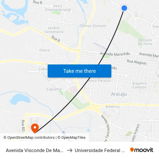 Avenida Visconde De Maracaju, 850 to Universidade Federal De Sergipe map