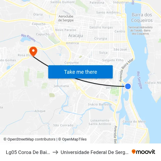 Lg05 Coroa De Baixo to Universidade Federal De Sergipe map