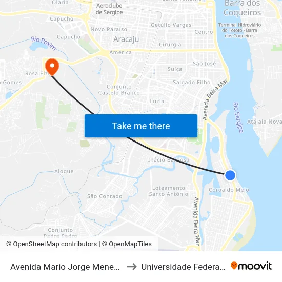Avenida Mario Jorge Menezes Vieira, 2690 to Universidade Federal De Sergipe map