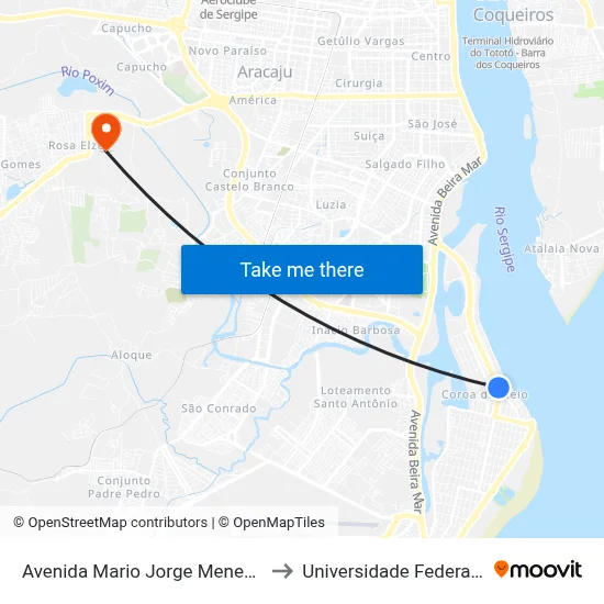 Avenida Mario Jorge Menezes Vieira, 2280 to Universidade Federal De Sergipe map