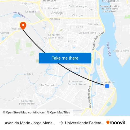 Avenida Mario Jorge Menezes Vieira, 1864 to Universidade Federal De Sergipe map