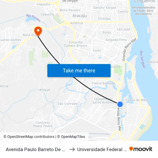 Avenida Paulo Barreto De Menezes, 875 to Universidade Federal De Sergipe map
