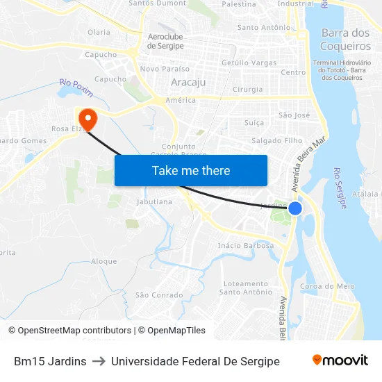 Bm15 Jardins to Universidade Federal De Sergipe map