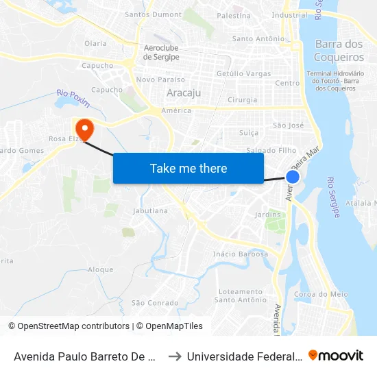 Avenida Paulo Barreto De Menezes,, 1425 to Universidade Federal De Sergipe map